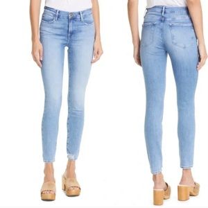 • FRAME • Le High Skinny Jeans Hidalgo Chewed Hem